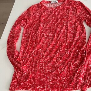 COS Red and White Patterned Top, Large, Cotton, current season